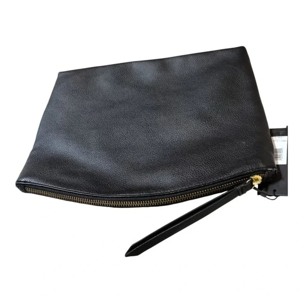 BANANA REPUBLIC Black Leather Make‎ Up Accessory Bag Pouch NWT